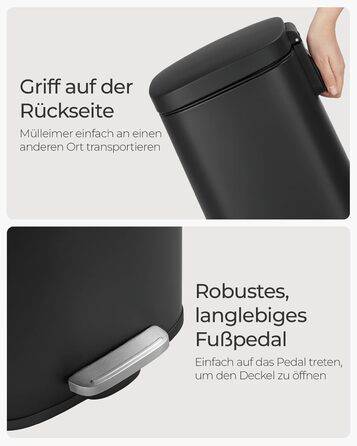 Відро для сміття для кухні, 30 л, відро для сміття, педальне відро для сміття, відро для сміття з кришкою з плавним закриттям і вн