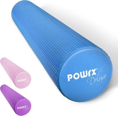 Ролик для йоги POWRX синього кольору 90 x 15 см - ролик для пілатесу, поролоновий ролик, тренування фасцій, ролик для самомасажу