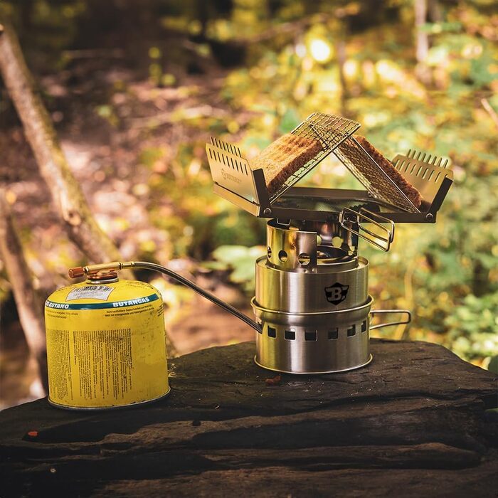 Піч хобо вулична кемпінгова піч, дров'яна піч з нержавіючої сталі, з сіткою для гриля, газова плита 1-конфорочна Опція 1 Газова ке