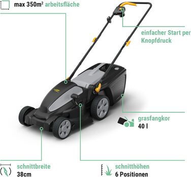 См, Batteria da 20 V (2 x 4 Ah), 550 Вт, fino a 350 m, Batteria e Caricabatteria Inclusi 38 см Single, 1 3820 Li Kit, Larghezza Taglio 38