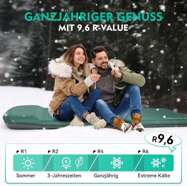 Самонадувальний килимок для сну HIKENTURE, пінопластовий кемпінговий матрац товщиною 8 см, самонадувальний повітряний матрац, зручний килимок для сну для використання на свіжому повітрі, намет, походи, темно-зелений