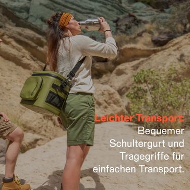 Сумка-холодильник Petromax для зберігання крижаних продуктів протягом кількох днів Незалежна від живлення та акумулятора Водонепроникна блискавка Для кубиків льоду та пакетів з льодом 22 літри Оливкова