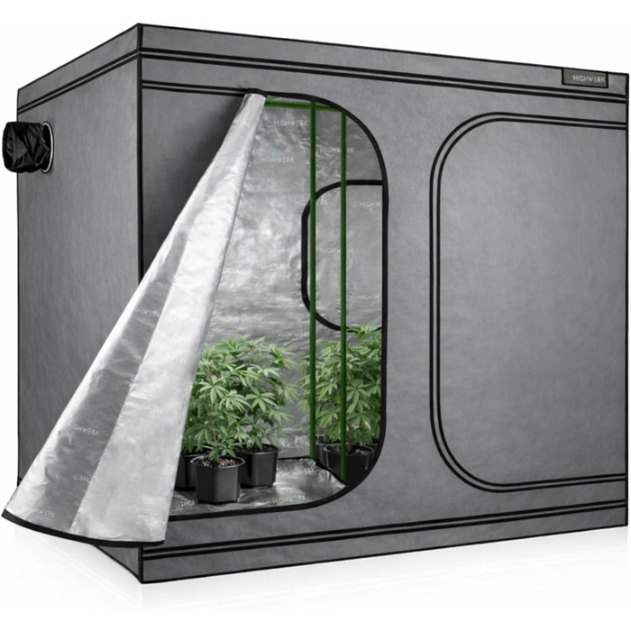 Намет для вирощування MyHomeGrow, сірий Закритий бокс для вирощування рослин Гроубокс, домашнє вирощування, гроушафа Намет для розсади, рослинний намет, теплиця для вирощування, 240x120x200