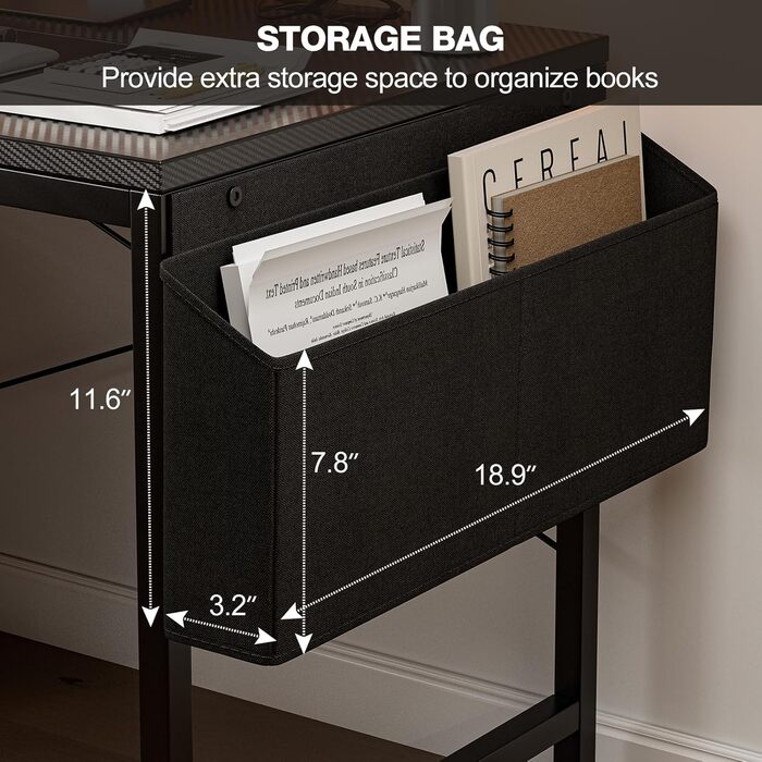 Ігровий стіл Grandder, 120x50 см, ігровий стіл з розеткою та світлодіодним освітленням, комп&39ютерний стіл з двосторонніми полицями та шухлядою, ПК-стіл для домашнього офісу з відділенням для зберігання, чорний колір під карбон 120 x 50 см, чорний