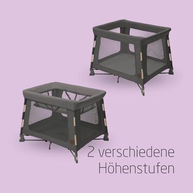 Дорожнє ліжечко Maxi-Cosi Swift 3-в-1 для немовлят, 0-3,5 років, до 15 кг, регульоване по висоті дорожнє ліжечко, матрац 2-в-1, надлегке, складається за 1 секунду, дорожня сумка, екологічний догляд, Beyond Graphite Swift Beyond Graphite Eco Care