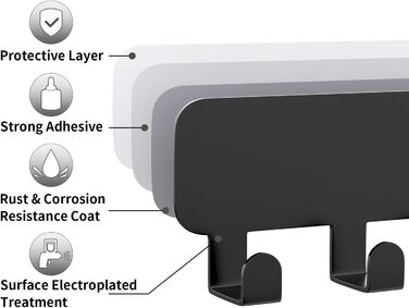 Дошка для ключів pickpiff з 8 гачками, органайзер для ключів настінний чорний, тримач для ключів для декору настінних гачків, трим