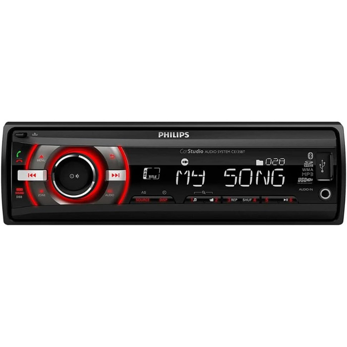 Автомобільне радіо Philips CE235BT Bluetooth EDR - Автомагнітола, гучний зв'язок, MP3-плеєр і USB/SDHC, еквалайзер, цифровий тюнінг автомобіля, Plug & Play (FM/AM) іспанська версія