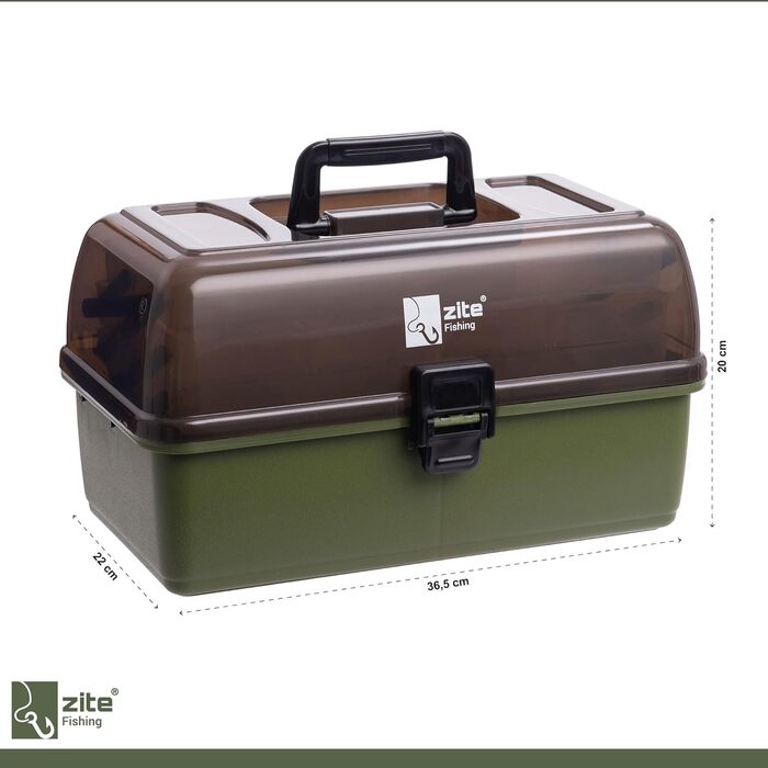 Коробка для рибальських снастей Zite - Рибальський кейс з 3 висувними шухлядами - Порожній рибальський кейс/резервуар для рибальських аксесуарів, 36,5x22x20 см, Набір рибальських аксесуарів, Рибальський кейс, Аксесуари для рибалок, Коробки для снастей, 1 
