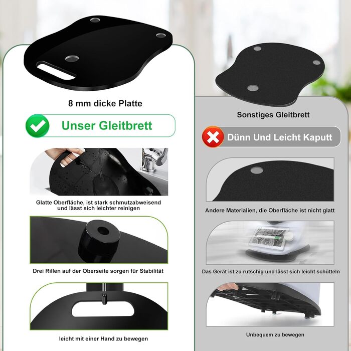 Ковзаюча дошка Zosudull для ковзаючої дошки Thermomix TM6 TM5, ковзаюча дошка преміум класу Thermomix з 2 шт. ами губок для миття посуду, розсувна дошка для Thermomix TM6 TM5 Аксесуари з колесами, катана дошка/слайдер
