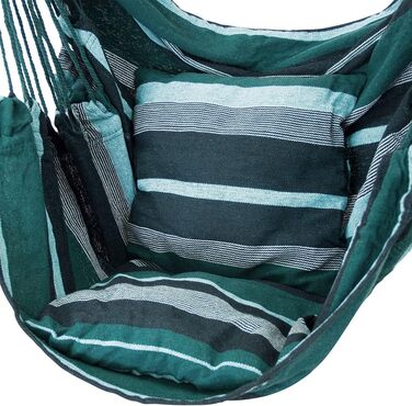 Підвісне крісло з 2 подушками - Гамак для сидіння - Вибір кольору смарагдовий (зелений) або аквамариновий (синій) - Сертифіковано TV до 240 кг - Підвісне сидіння, гойдалка, крісло-гойдалка на 360