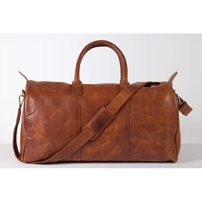 Преміальна вінтажна дорожня сумка вихідного дня, спортивна сумка та ручна поклажа зі шкіри - коньячно-коричневий Cognac-brown No 1