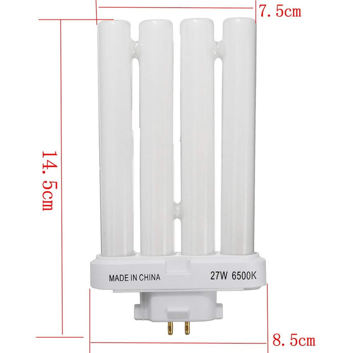Енергозберігаюча компактна люмінесцентна лампа Allayu FML 27EX-N 27 Вт, 4-контактна лампа з чотирма трубками, 6500K, 4-рядна лампа денного світла (6500k)