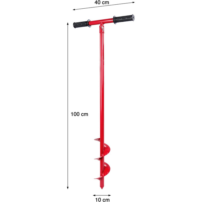 Ручний шнек Grafner для отворів до Ø 100 мм, для надзвичайно високих навантажень, виготовлений з міцної сталі, великий шнековий конвеєр, протиковзкі ручки, ідеально підходить для стовпів огорожі, рослин, дерев, кущів, свердління отворів