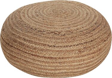 Пуф Beliani з натурального джуту бежевий ø 50 см круглий, з тифетту