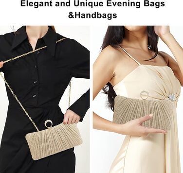 Клатчі для жінок Маленький блискучий клатч зі знімним ланцюжком для весіль, нареченої, випускних вечорів, коктейльних вечірок, жіноча сумочка із золотими акцентами