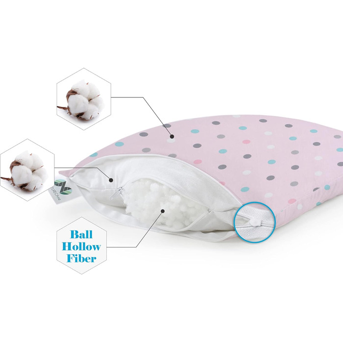 Набір з 2 м'яких подушок з бавовняною наволочкою, дитяча подушка від 1 року, дитяча подушка для дитячого ліжка, дитяча подушка, що