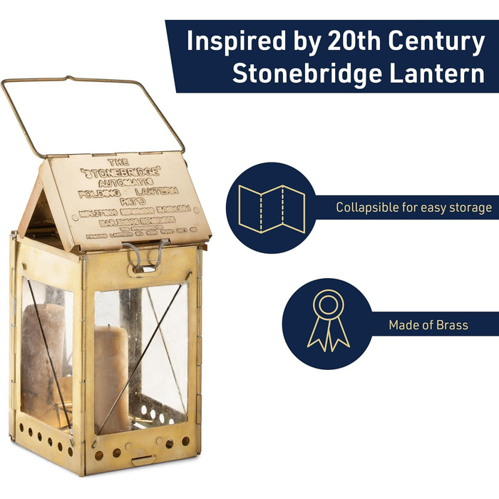 Латунний ліхтар-свічка Kings County Tools, вінтажний дизайн, ідеально підходить для кемпінгу, монтажу або підвішування