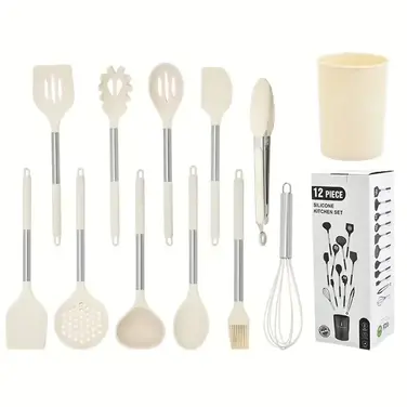 Силіконовий набір кухонного приладдя Vialex B09V7MPSPZ, 12 предметів, сірий