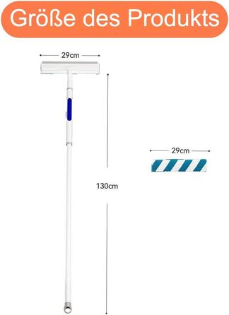 Засіб для миття вікон 3 в 1 з функцією розпилення та телескопічною ручкою, професійний двосторонній набір для миття вікон, склоочисник 29 см та ракель для вікон, склоочисник для душу (3 ганчірки для прибирання)