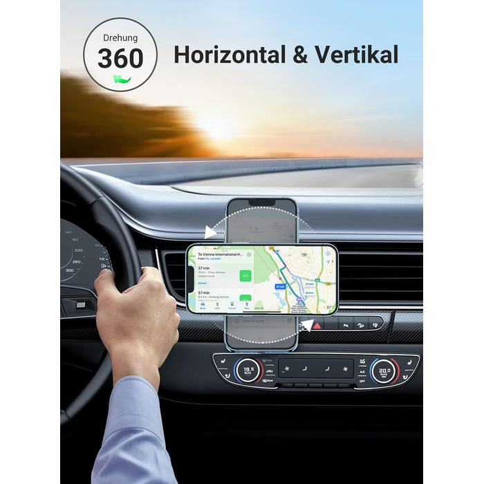 Тримач для мобільних телефонів Автомобільний магнітний вентиляційний магнітний тримач для мобільних телефонів 360 з 2 металевими п