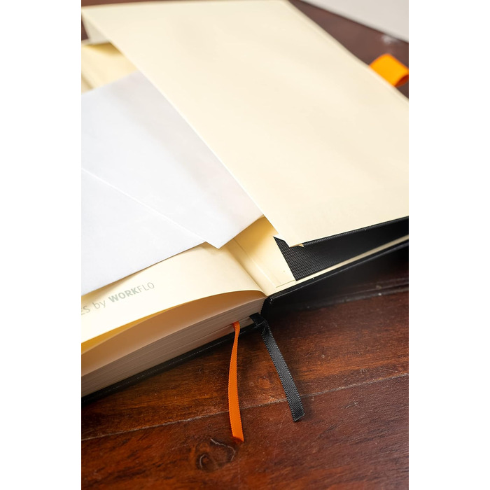 Зошит WORKNOTES у лінійку A4 - Зошит для творчих людей та діячів, 192 перфоровані сторінки, папір, стійкий до чорнил, 100 г/м, тверда обкладинка чорного кольору, включаючи петлю для ручки та кишеню для документів