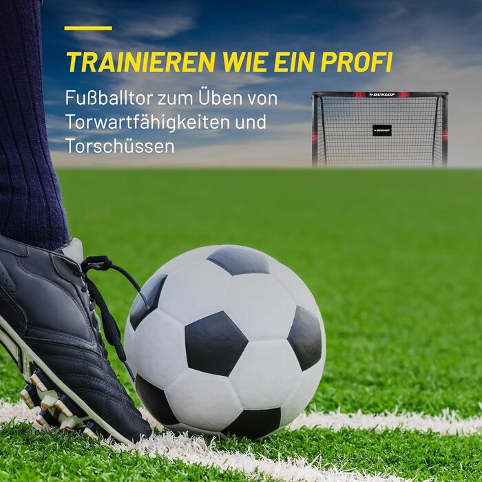 Футбольні ворота Dunlop - Футбольні ворота 300 x 200 x 90 см - Футбольні ворота - Футбольні ворота для саду, дітей та дорослих - Футбольне тренувальне обладнання, для приміщень та вулиці - Металеві - Чорний/Білий, Чорний/Червоний 180x120x60 см