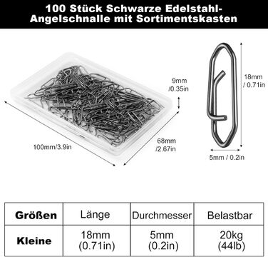 Набір Power Fishing Snaps VEPEPE 100 шт., швидкозмінні кріплення з нержавіючої сталі, кріплення SML для риболовлі на приманки, приманки для форелі, приманки для щуки, приманки для окуня, поворотні застібки для риболовлі