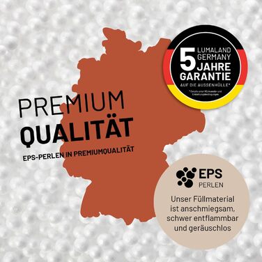 Крісло-мішок Lumaland Teddy Bear Кімнатний стілець з наповнювачем Компактне крісло, включаючи EPS-бісер 3 в 1 пуф, бічний столик та пуф для ніг Крісло-мішок - маленьке та пухнасте Ø 25 x 45 см бежевого кольору