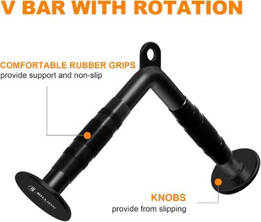 Мільярдів трицепсів, тросовий тренажер для тяги, аксесуар для силових тренувань, V-подібний хват з обертанням, тренажер для трицепсів, тросовий тренажер для тяги, фітнес-набір, сталь, чорний, 5
