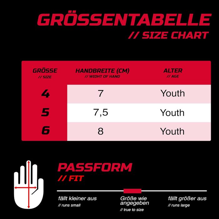 Воротарські рукавички GRIPMODE для дітей, юніорські, червоні 2.0 - Воротарські рукавички з великою ловною поверхнею - Футбольні воротарські рукавички з 3-міліметровим латексом Griptec для додаткового зчеплення - Розмір 4-6 6 Junior Red 2.0