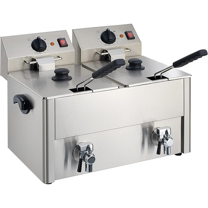 Електрична подвійна фритюрниця GastroHero ECO 1010 літрів зі зливним краном