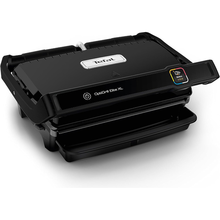 Контактний гриль Tefal OptiGrill Elite XL, 16 програм, Цифровий дисплей з індикатором рівня приготування, Знімні пластини XL, Електрогриль, Чорний, GC760812
