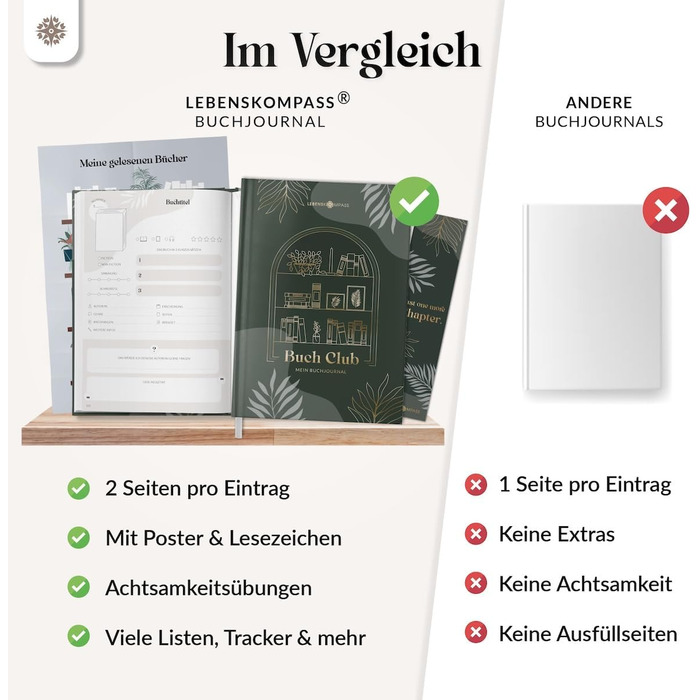 Книжковий клуб LIFE COMPASS - Щоденник читання та книжковий журнал MAGIC - Тверда палітурка DIN A5 Щоденник для дорослих - Трекер читання книжкового клубу - Booktok