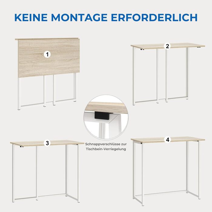 Складаний стіл Dripex, невеликий письмовий стіл, складаний, 80 x 45 см, не потребує складання, комп&39ютерний стіл, компактний стіл для домашнього офісу, кабінету, ПК (дуб)