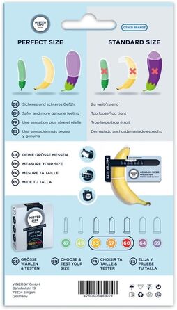 Набір презервативів MISTER SIZE Size Kit Medium з вимірювачем, 3 розміри, 3 шт