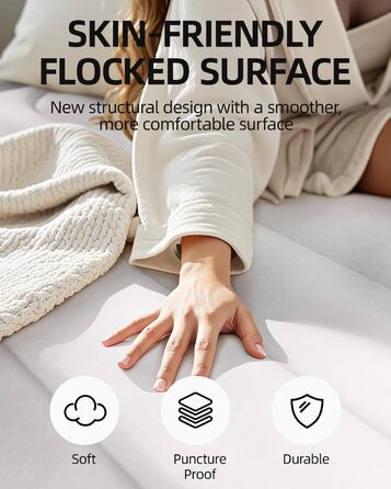 Надувний матрац CHILLSUN для 2 осіб, 203x152x46 см, з електричним насосом, надзвичайно товста водонепроникна флокована поверхня, легко зберігається для кемпінгу та гостьового ліжка