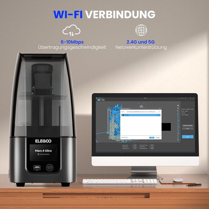 Принтер, настільний полімерний принтер із 7-дюймовим монохромним РК-дисплеєм 9K, підключенням до Wi-Fi, системою простого вирівнюв