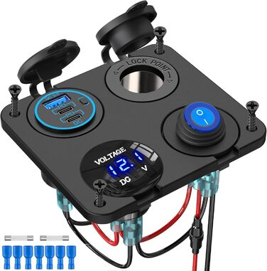 Панель перемикача розетки PD USB Автомобільна розетка для встановлення розетки DC 12 вольт водонепроникний адаптер штепсельної вил