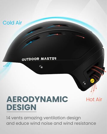 Лижний шолом OutdoorMaster MIPS - Шолом Kelvin II MIPS для сноуборду, чоловічий, жіночий та молодіжний, матовий чорний, розмір M