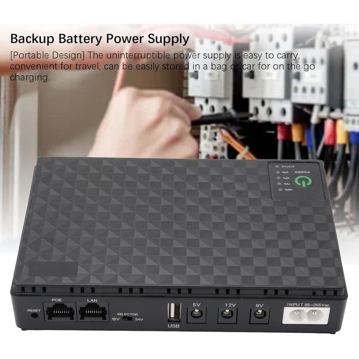 Джерело безперебійного живлення (UPS) 10400mAh USB 5V DC 5V 9V 12V POE 15V 24V, до 18W, для роутерів та модемів (Європейська вилка 85-265V)