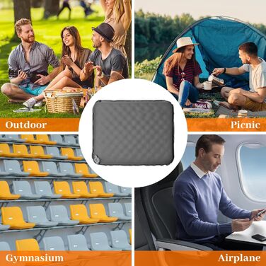 Надувна подушка для сидіння на вулиці, самонадувальна дорожня подушка, надлегка, водонепроникна, складна подушка для сидіння для кемпінгу, каякінгу, офісу, подорожей та автомобіля, 43x33 см