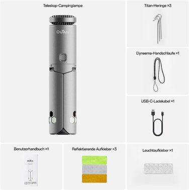 Телескопічний кемпінговий ліхтар, світлодіодний ліхтар 12000 мАг, складаний та магнітний, водонепроникний IPX6/IPX7, вуличний ліхтар для кемпінгу, походів, надзвичайних ситуацій, саду, оливково-зелений