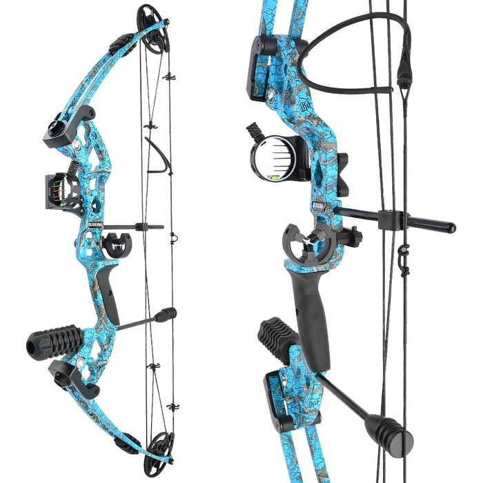 Набір складених луків SHARROW – мисливський лук 30–55 lb, регульований з стрілами, спортивний лук для дорослих, лівий/правий, синій