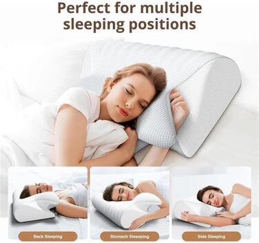 Подушка для шиї Curo Sleep, ергономічна ортопедична подушка з контурною підтримкою для сну на боці, спині та животі, кращий сон (чорна), 2025 Upgrade Pillow Curosleep