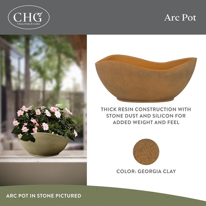 Класичний лоток для рослин Arc Unique Home and Garden з дренажною пробкою, стійкий до ультрафіолету, неглибокий кашпо, сучасний горщик для трав (30,5 см, глина Georgia Clay)