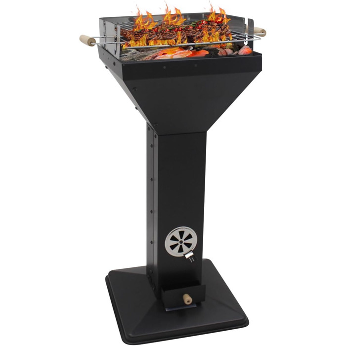 Гриль-колона з димарем, квадратний, чорний 2748