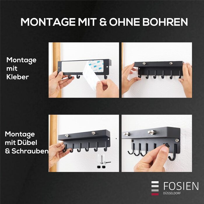 Дизайнерська ключниця FOSIEN з поличкою та магнітним тримачем для нотаток без свердління / прикраса передпокою як органайзер для к