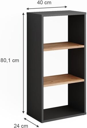 Окремостояча полиця Vicco Orlando, полиця для зберігання, антрацит/золотий дуб, 40 x 80,1 см антрацит/золотий дуб 80 x 40 см