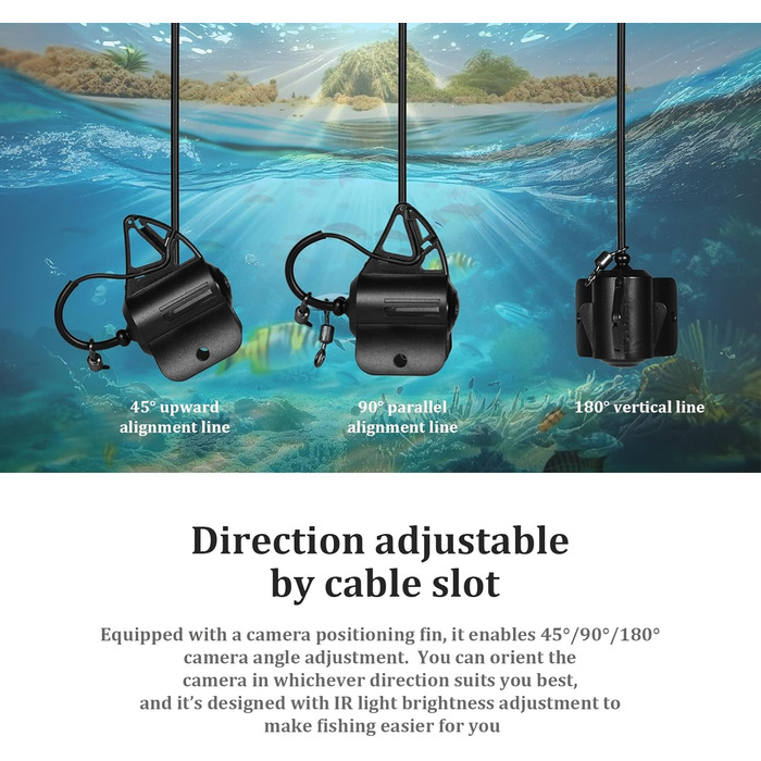 Підводна рибальська камера з ехолотом, 4,3-дюймовим IPS-дисплеєм та 20-метровим кабелем, водонепроникна, ширококутна нічна камера з кутом огляду 220 для морської, річкової та підлідної риболовлі