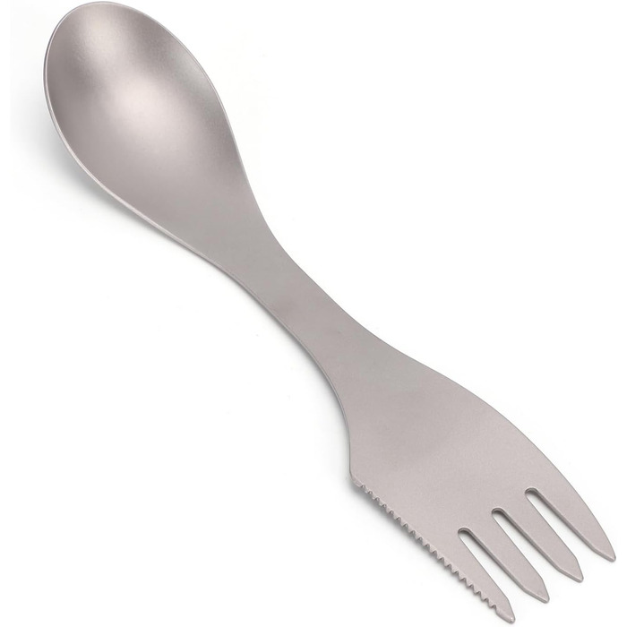 Набір посуду для кемпінгу Taidda 3-в-1, виделка-ложка-різак із зубчастим лезом та легкою пластиною з титанового сплаву, що штабелюється для походів, походів з рюкзаком, пікніків та